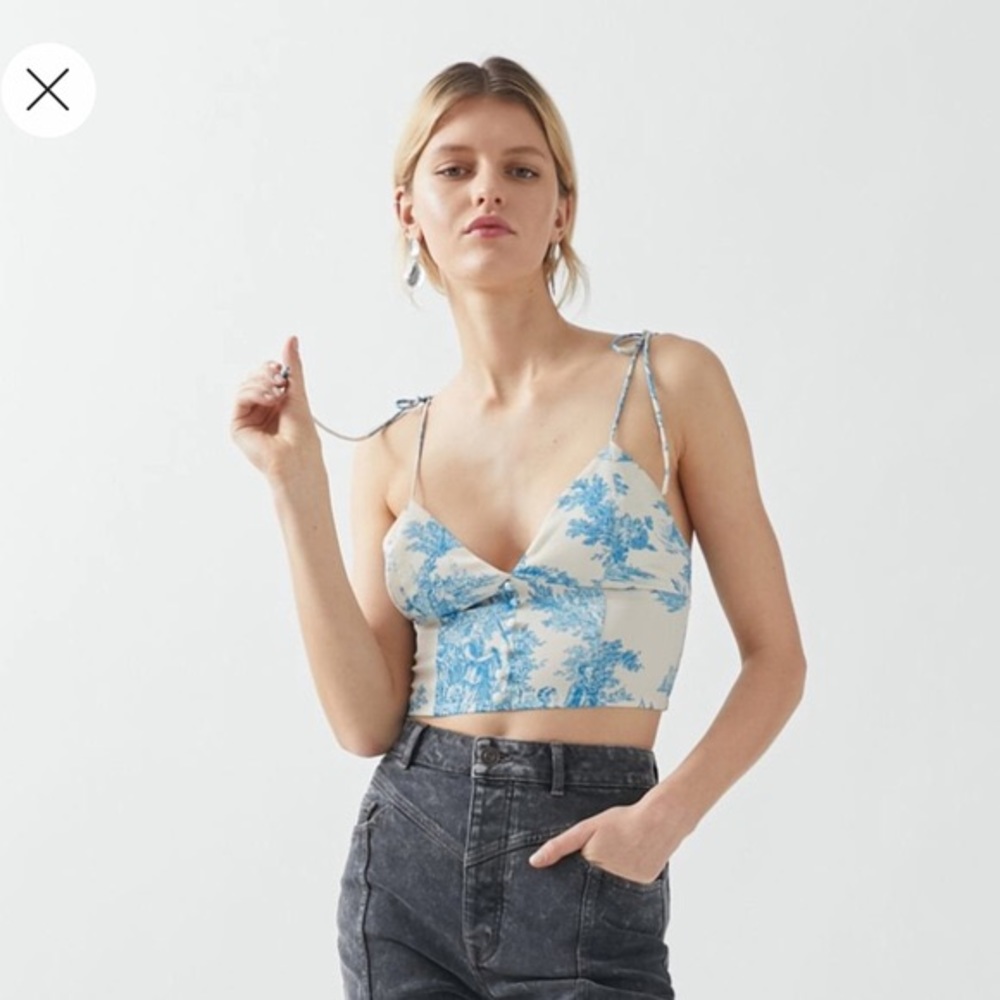 UO Lilly Satin Tie Shoulder Top
